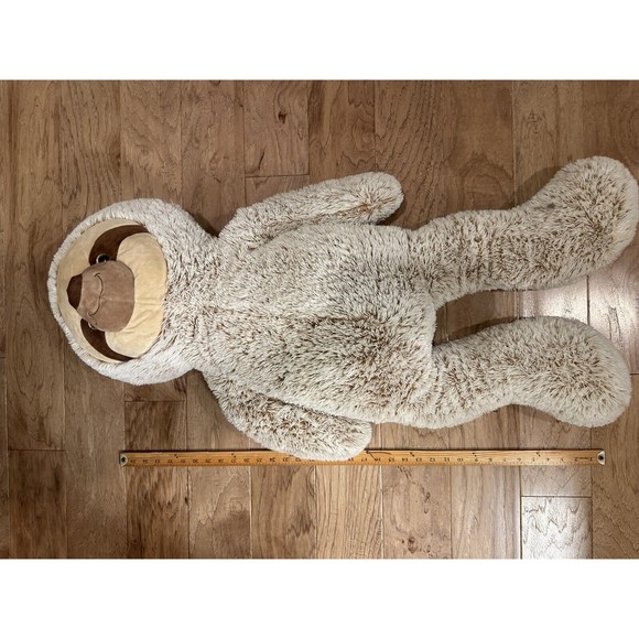 HUGE Goffa Plush Sloth 38" Soft Stuffed Animal Jumbo Sloth Gold Eyes Tan Brown - Picture 11 of 12